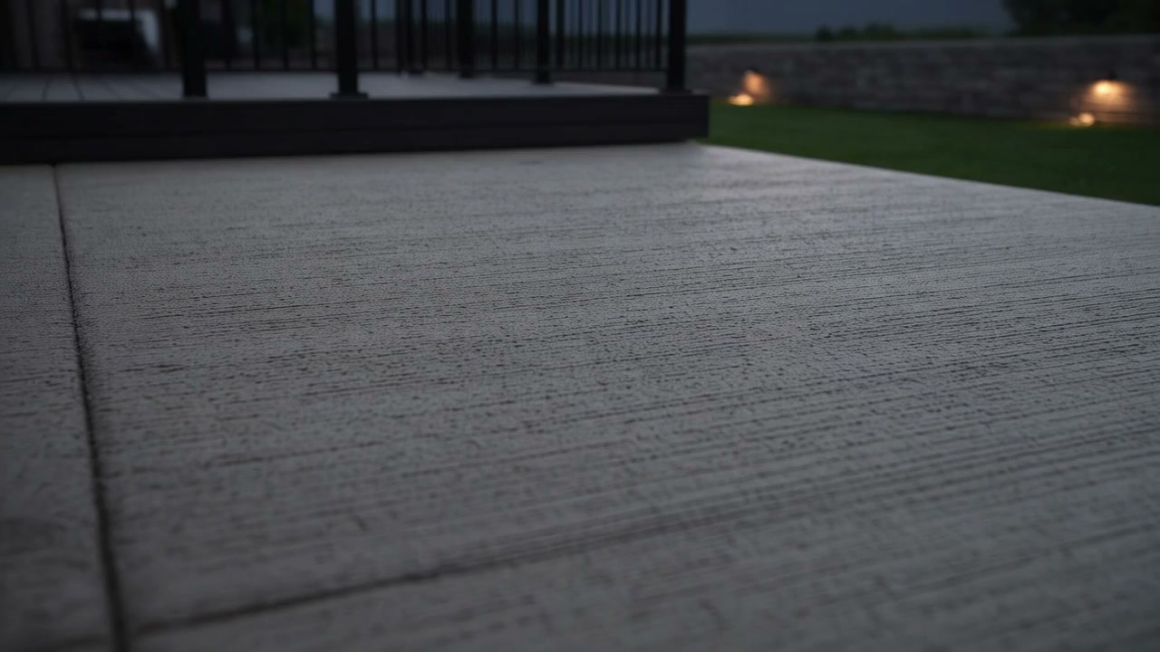 Close crop of broom-finish concrete, slow drift