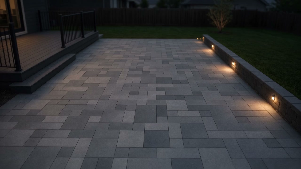 Straight-down paver field in running bond