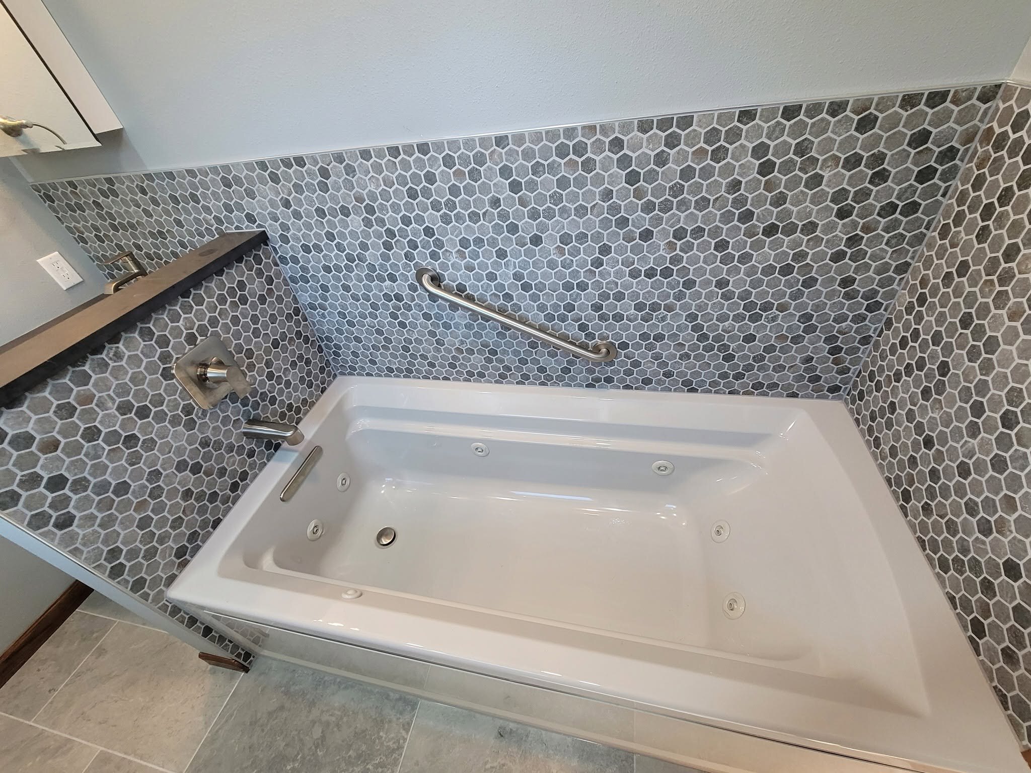 This is our whirlpool tub bathroom, shot from above.