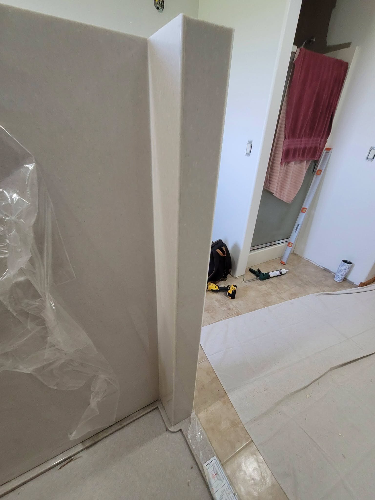We have the solid-surface corner panel set, still in the wrap.